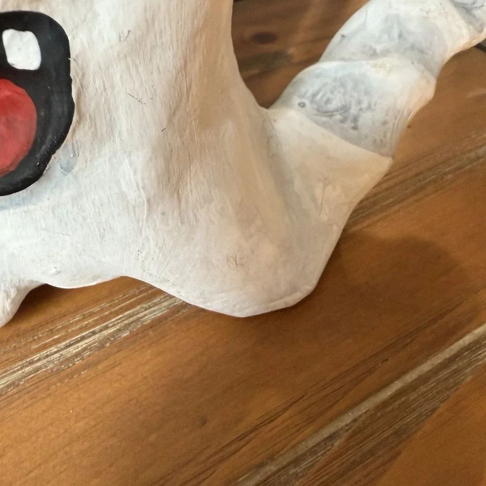 Vintage Halloween Paper Mache Ghosts Pair Hand Painted Folk Art 10 inches